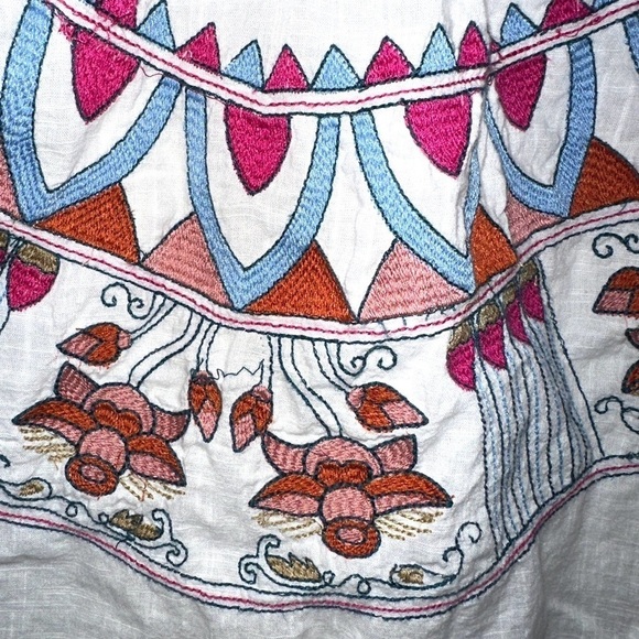 Free People Wind In Her Hair Boho Embroidered Cotton Beachy Peasant Top Sz S - Picture 4 of 9